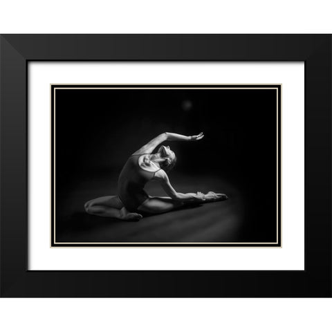 Lines Black Modern Wood Framed Art Print with Double Matting by Nissim, Elad
