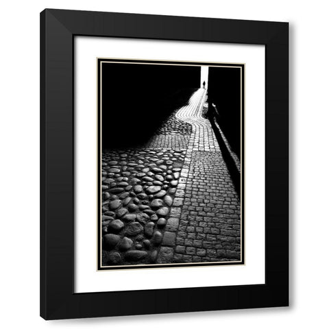 Narrow Street Black Modern Wood Framed Art Print with Double Matting by Johansson, Bror