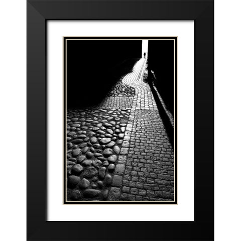 Narrow Street Black Modern Wood Framed Art Print with Double Matting by Johansson, Bror