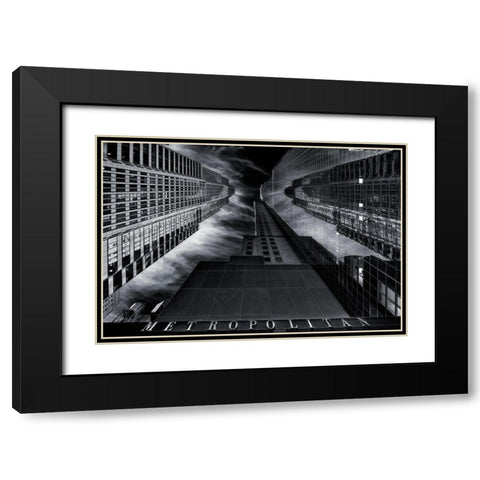 M E T R O P O L I T A N Black Modern Wood Framed Art Print with Double Matting by De La, Javier