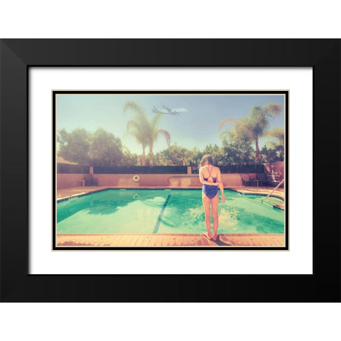 Splash Black Modern Wood Framed Art Print with Double Matting by Tong, Fang