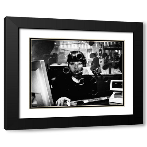 Untitled Black Modern Wood Framed Art Print with Double Matting by Suzuki, Tatsuo