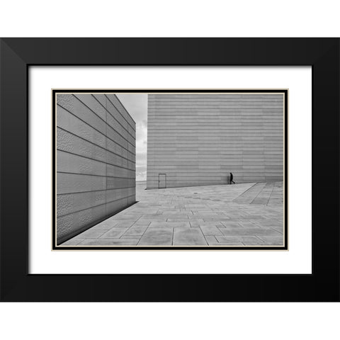 From Where To Where? Black Modern Wood Framed Art Print with Double Matting by Custodio, Joao