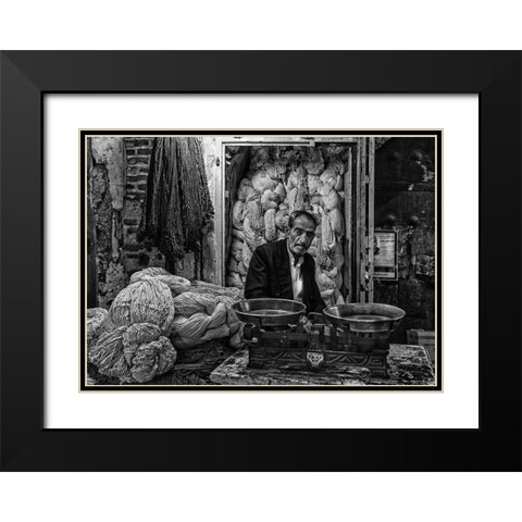 Rope Seller In A Bazaar (Iran) Black Modern Wood Framed Art Print with Double Matting by Inazio Kuesta, Joxe