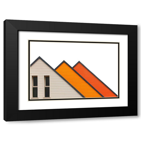 Triangoli Black Modern Wood Framed Art Print with Double Matting by Della Latta, Massimo