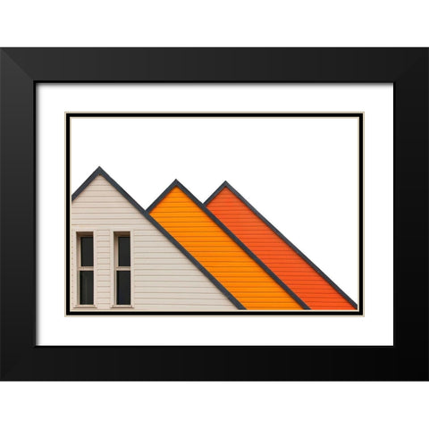 Triangoli Black Modern Wood Framed Art Print with Double Matting by Della Latta, Massimo