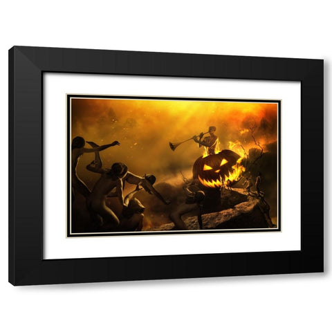Halloween In Hamelin Black Modern Wood Framed Art Print with Double Matting by Kiciak, Christophe