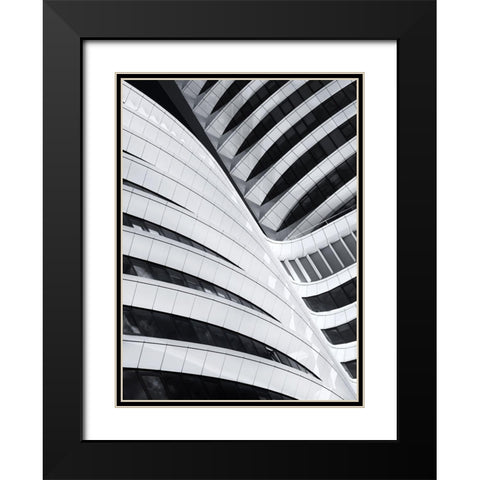 Battle Of The Curves Black Modern Wood Framed Art Print with Double Matting by Van De, Jeroen