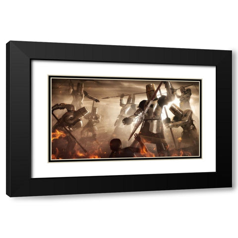 Holy Wars Black Modern Wood Framed Art Print with Double Matting by Kiciak, Christophe