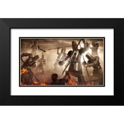 Holy Wars Black Modern Wood Framed Art Print with Double Matting by Kiciak, Christophe
