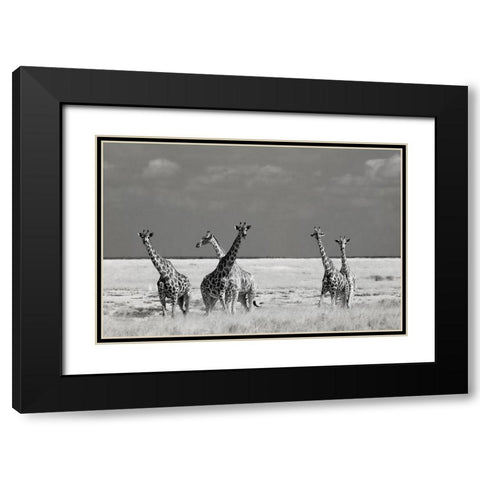 Look Girl Strange Animals Black Modern Wood Framed Art Print with Double Matting by Guillemot, Mathilde