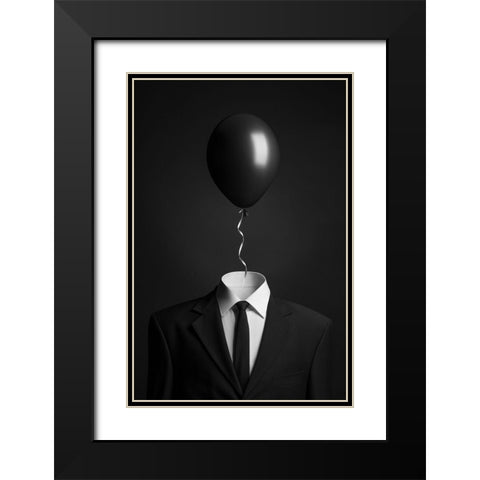 Thoughts Black Modern Wood Framed Art Print with Double Matting by Malikov, Alex