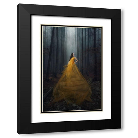 Stand Here Black Modern Wood Framed Art Print with Double Matting by Appleproject, Afiez