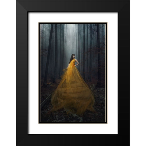 Stand Here Black Modern Wood Framed Art Print with Double Matting by Appleproject, Afiez