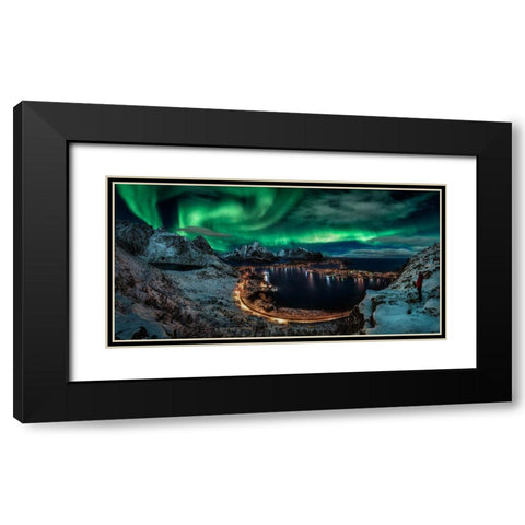 Chasing The Northern Lights Black Modern Wood Framed Art Print with Double Matting by De La, Javier