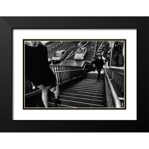 Untitled Black Modern Wood Framed Art Print with Double Matting by Suzuki, Tatsuo
