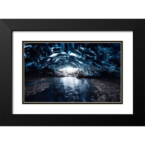 Into The Blue Black Modern Wood Framed Art Print with Double Matting by De La, Javier