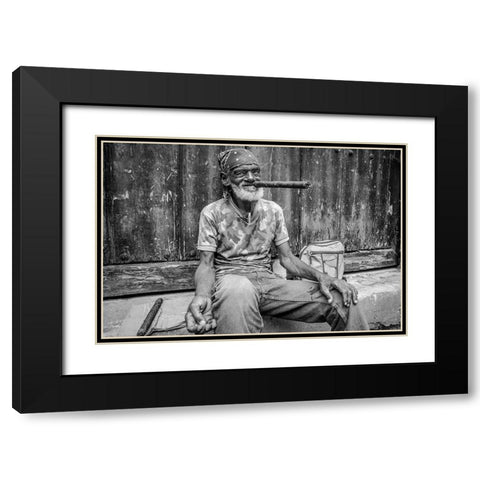 Smoke A Cigar Black Modern Wood Framed Art Print with Double Matting by Miclea, Marius