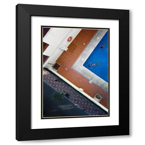 Triangles Black Modern Wood Framed Art Print with Double Matting by Gamiz, Andres