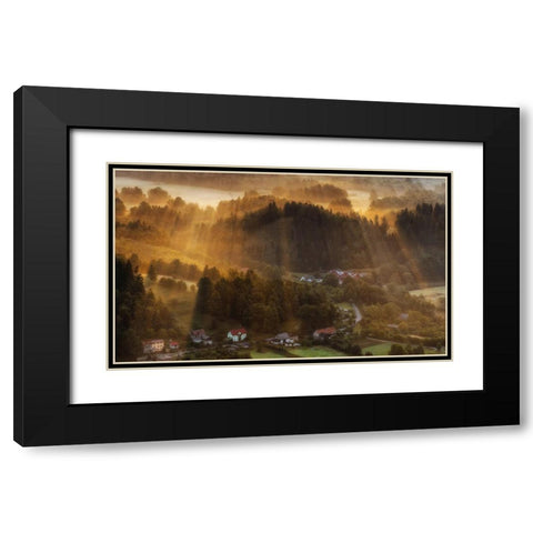 Morning Light Black Modern Wood Framed Art Print with Double Matting by Krol, Piotr