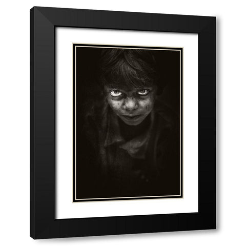 Angry Face Black Modern Wood Framed Art Print with Double Matting by Ali, Naseem