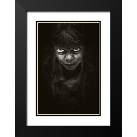 Angry Face Black Modern Wood Framed Art Print with Double Matting by Ali, Naseem