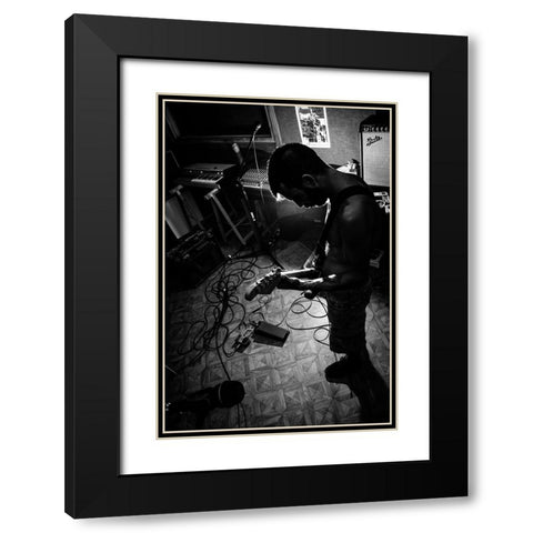 Alone With The Music Black Modern Wood Framed Art Print with Double Matting by Palacios Prieto, Javier