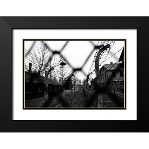 Behind The Fences - Auschwitz I Black Modern Wood Framed Art Print with Double Matting by Palacios Prieto, Javier