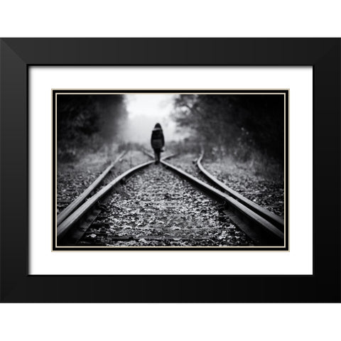 Choices Black Modern Wood Framed Art Print with Double Matting by Delrue, Mirjam