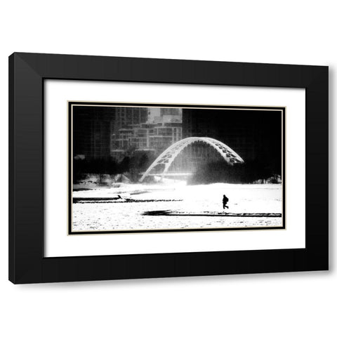 Untitled Black Modern Wood Framed Art Print with Double Matting by Wang, Jian
