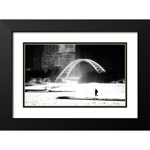 Untitled Black Modern Wood Framed Art Print with Double Matting by Wang, Jian