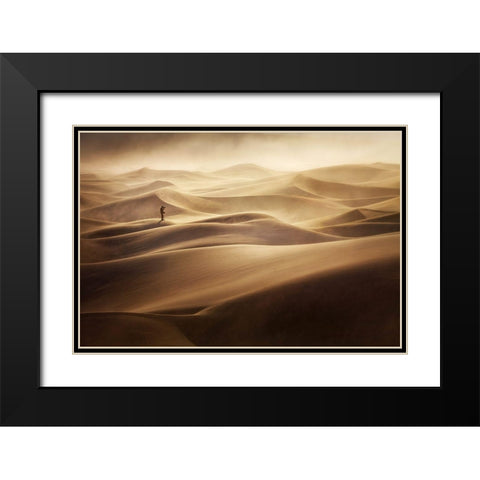 Alone Black Modern Wood Framed Art Print with Double Matting by Vecernik, Mirko