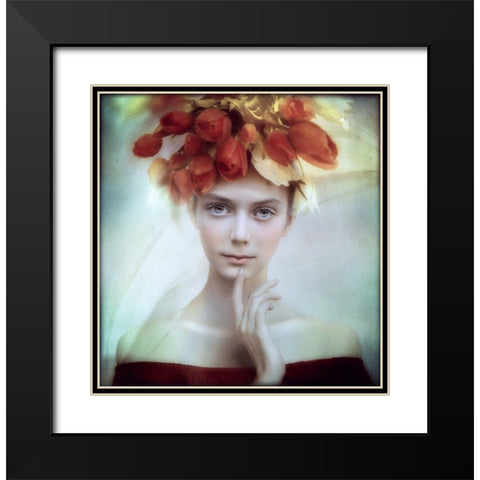 Flora Black Modern Wood Framed Art Print with Double Matting by Melik-Nubarova, Svetlana
