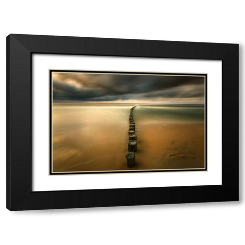 Line... Black Modern Wood Framed Art Print with Double Matting by Browko, Krzysztof