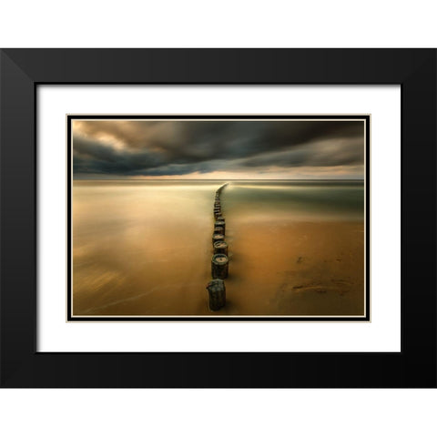 Line... Black Modern Wood Framed Art Print with Double Matting by Browko, Krzysztof