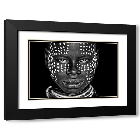 Karo Girl Black Modern Wood Framed Art Print with Double Matting by Vidak, Vedran