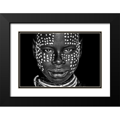 Karo Girl Black Modern Wood Framed Art Print with Double Matting by Vidak, Vedran