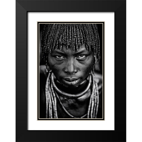 Hamar Woman Black Modern Wood Framed Art Print with Double Matting by Vidak, Vedran