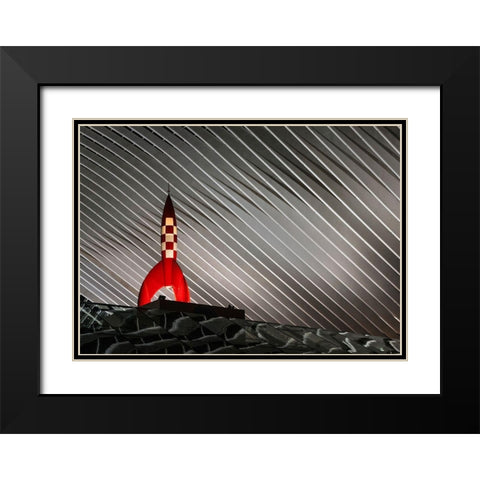 Night Launch Black Modern Wood Framed Art Print with Double Matting by Van Den, Jef