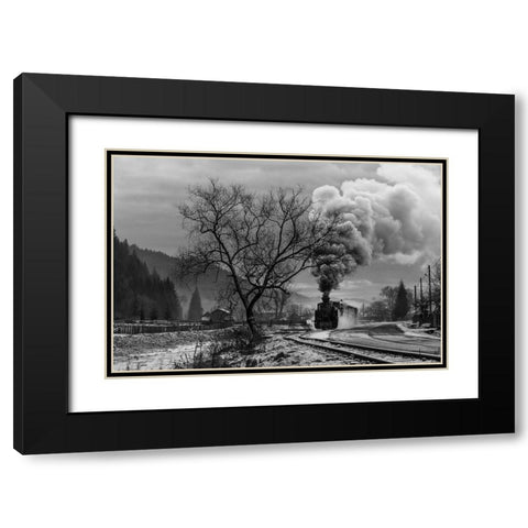 Mocanita Hutulca Black Modern Wood Framed Art Print with Double Matting by Dorin Lucian, Sveduneac