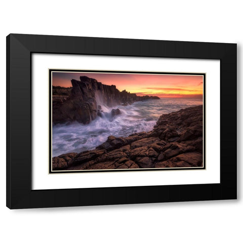 Wall By The Sea Black Modern Wood Framed Art Print with Double Matting by Zhang, Joshua
