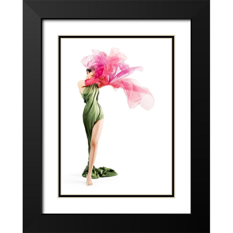 Flower Black Modern Wood Framed Art Print with Double Matting by Luis Villar, Jose