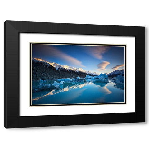 Winter Symmetry Black Modern Wood Framed Art Print with Double Matting by Zhang, Yan