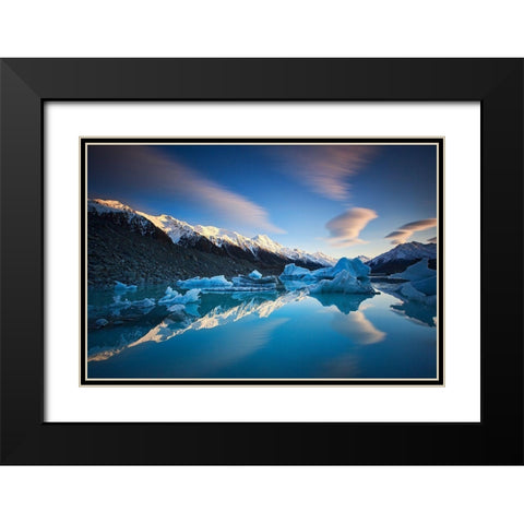 Winter Symmetry Black Modern Wood Framed Art Print with Double Matting by Zhang, Yan