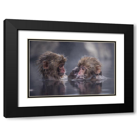 Friends Black Modern Wood Framed Art Print with Double Matting by Marumoto, Takeshi