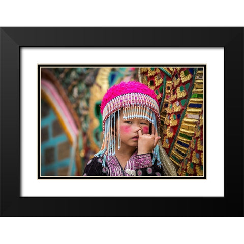 Macaquinho Black Modern Wood Framed Art Print with Double Matting by Godinho, Luis