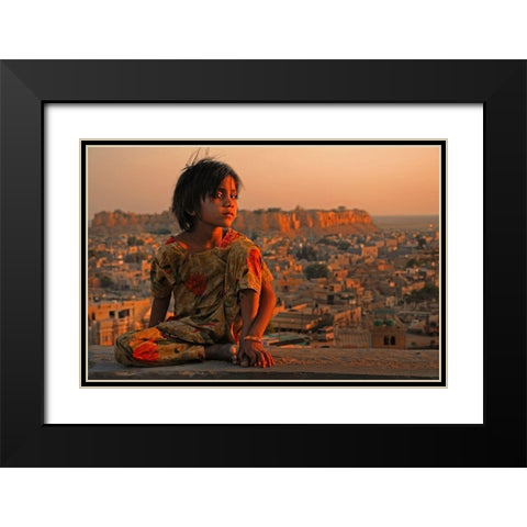Jaisalmer Black Modern Wood Framed Art Print with Double Matting by Urlings, Lou
