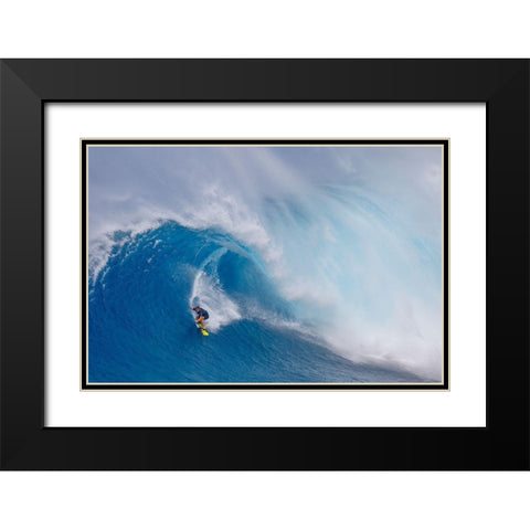 Surfing Jaws Black Modern Wood Framed Art Print with Double Matting by Stahl, Peter