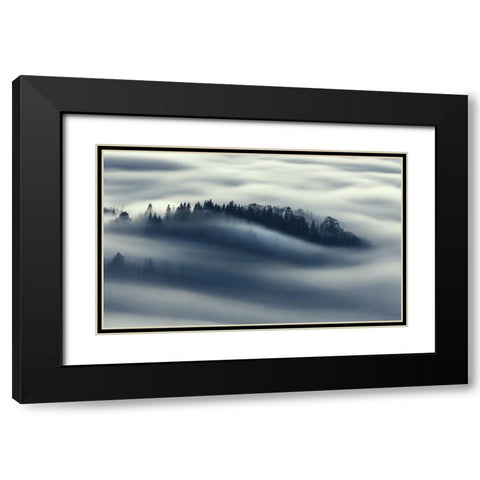 Flow Black Modern Wood Framed Art Print with Double Matting by Rems, Kristjan