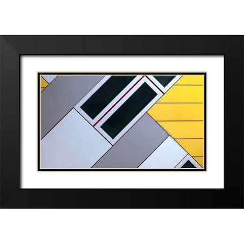 House Of Cubes Black Modern Wood Framed Art Print with Double Matting by Van De, Jeroen